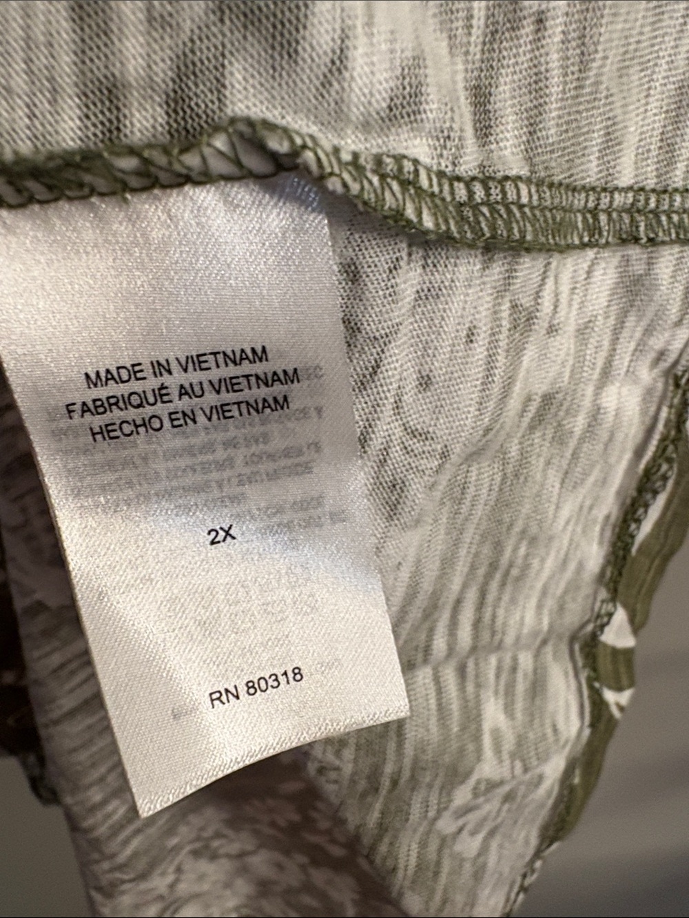 Lucky Brand Olive & White Floral Patchwork Short Sleeve Top - Picture 3 of 5